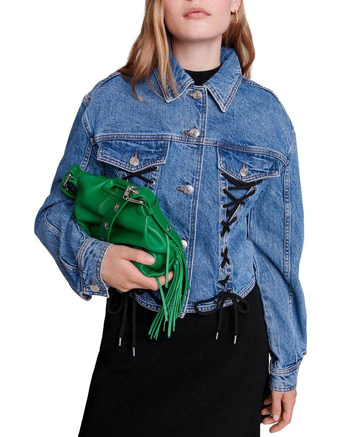 AIIZIE LACED-DETAIL COTTON-BLEND DENIM JACKET - product image