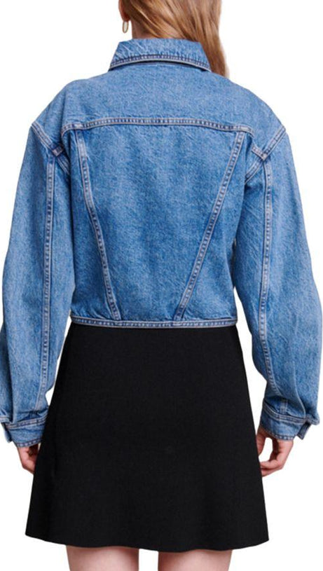 Jeansjacke aus Baumwollmischung mit Schnürdetails 