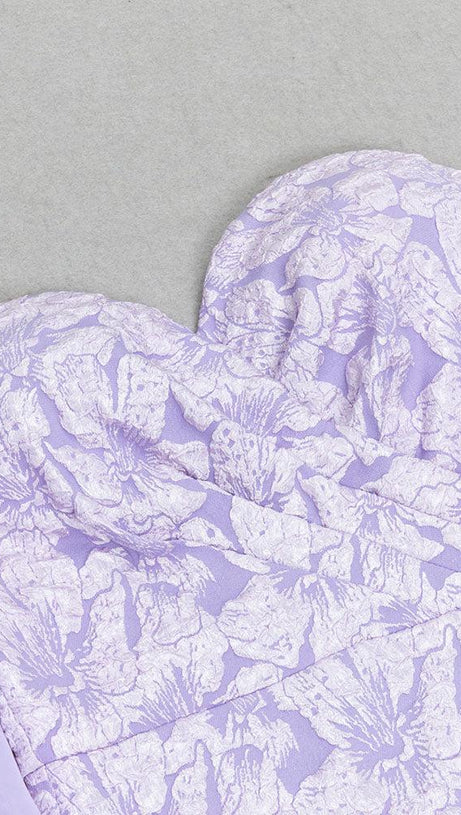 LAVENDER PUFF LONG SLEEVE FLORAL MAXI DRESS