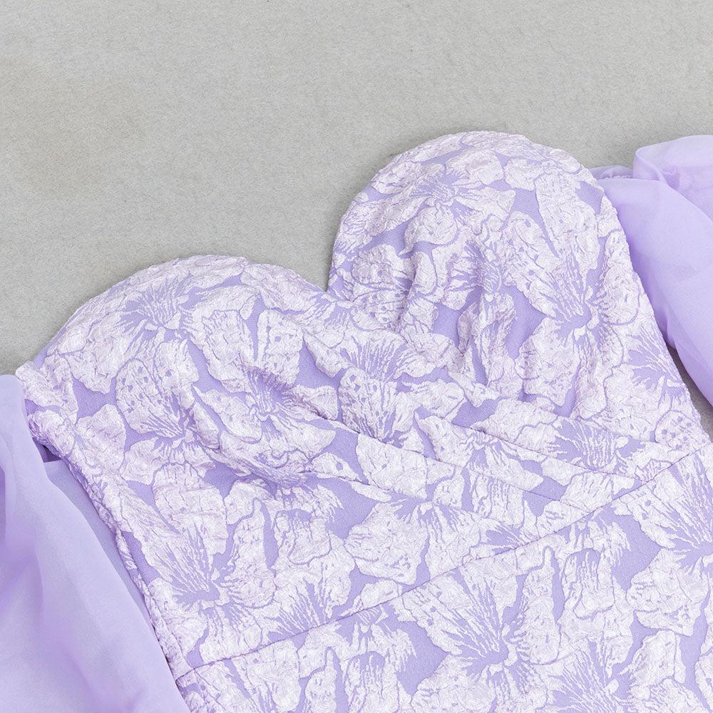 AIIZIE LAVENDER PUFF LONG SLEEVE FLORAL MAXI DRESS - product image