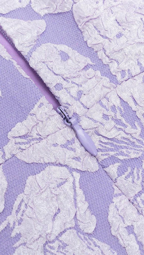 LAVENDER PUFF LONG SLEEVE FLORAL MAXI DRESS