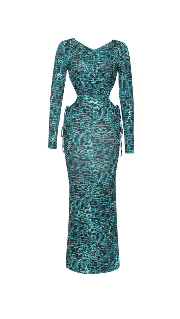 AIIZIE LEOPARD PRINT CUT OUT MERMAID HEM MAXI DRESS - product image