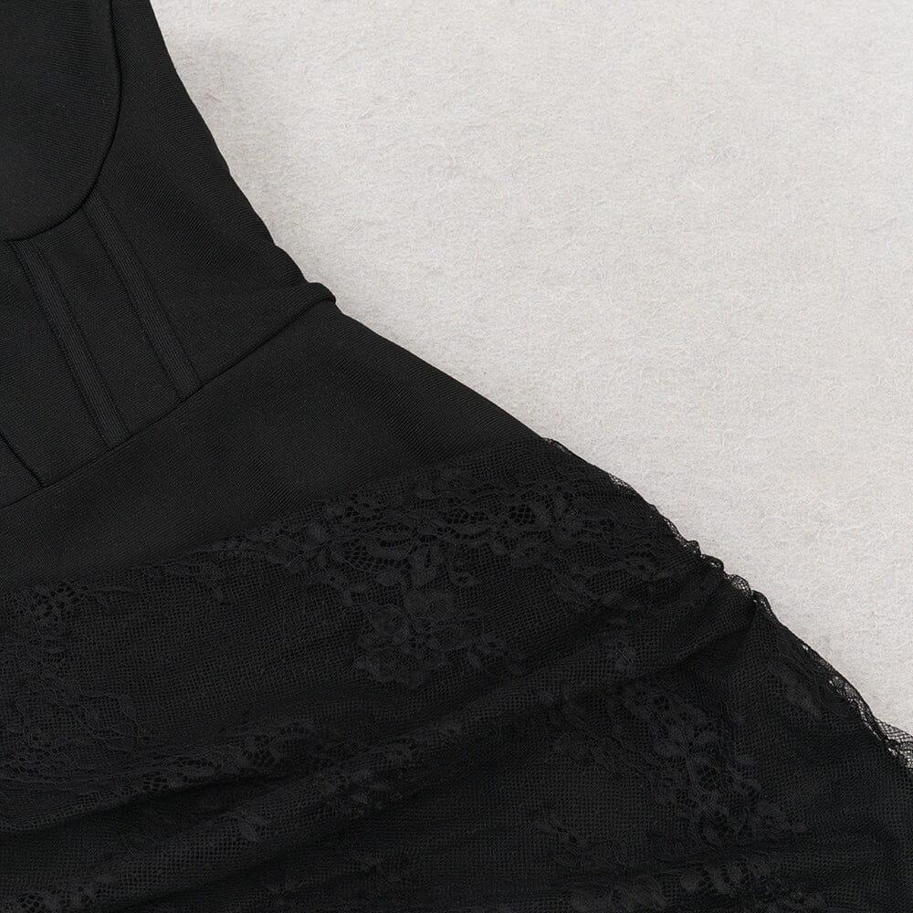 AIIZIE MESH CORSET HALTER MAXI DRESS IN BLACK - product image