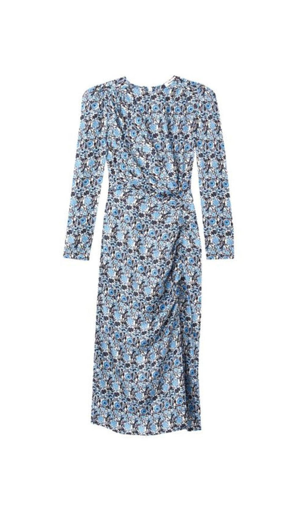 AIIZIE LISE LONG SLEEVE SILK MIDI DRESS - product image