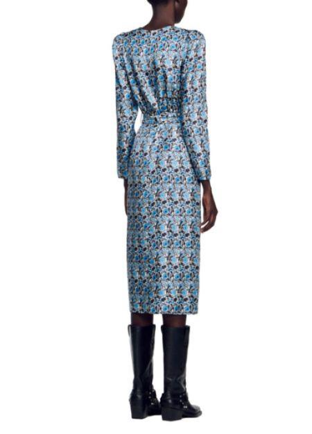 LISE LANGÄRMELIGES MIDIKLEID AUS SEIDE 