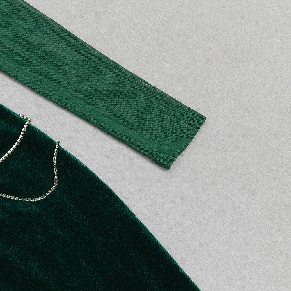 Long Sleeve Bustier Maxi Velvet Dress