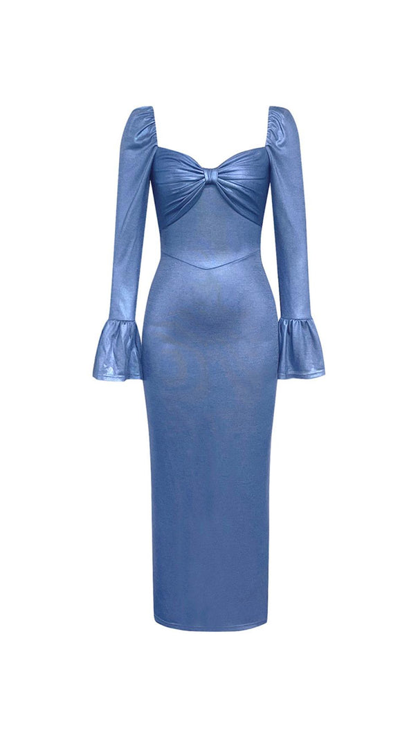 AIIZIE LONG SLEEVE BUSTIER MIDI DRESS IN BLUE - product image