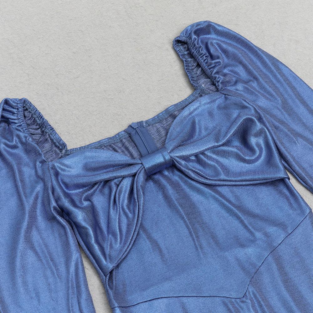 AIIZIE LONG SLEEVE BUSTIER MIDI DRESS IN BLUE - product image