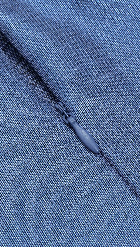 LONG SLEEVE BUSTIER MIDI DRESS IN BLUE