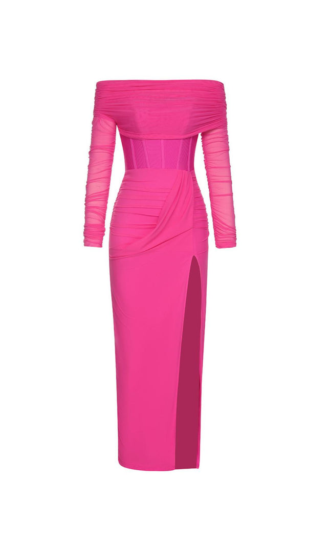 AIIZIE LONG SLEEVE DRAPED CORSET MAXI DRESS - product image