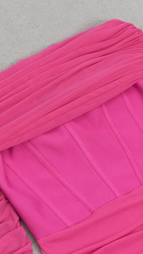 LONG SLEEVE DRAPED CORSET MAXI DRESS