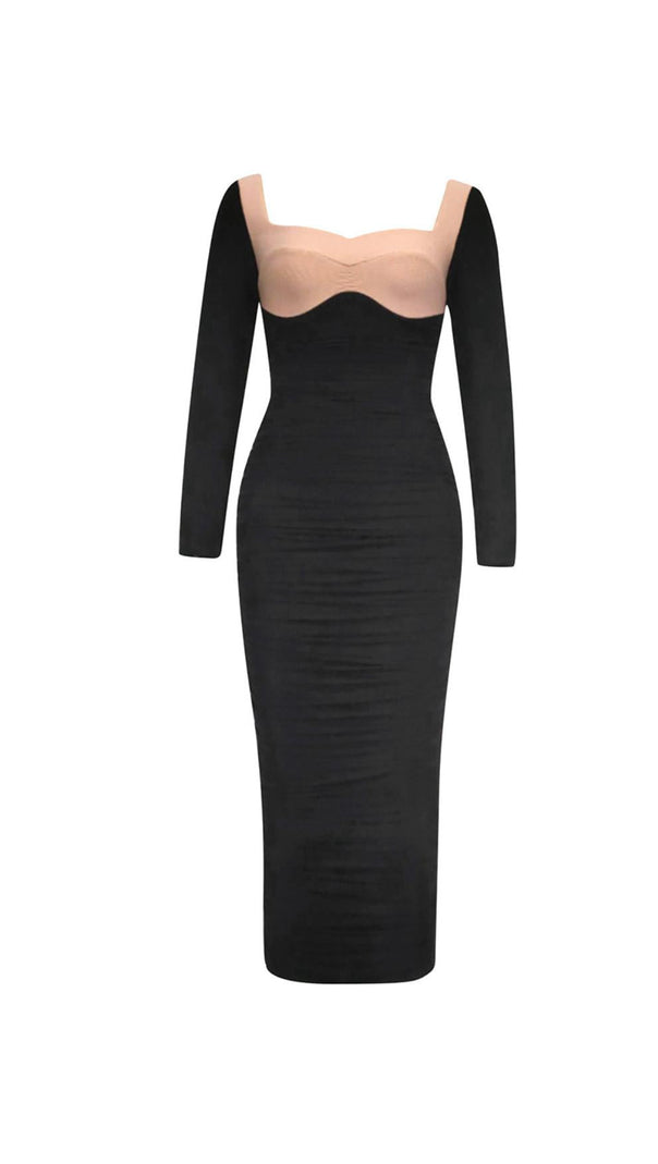 AIIZIE LONG SLEEVE HIGH SPLIT BANDAGE MIDI DRESS - product image