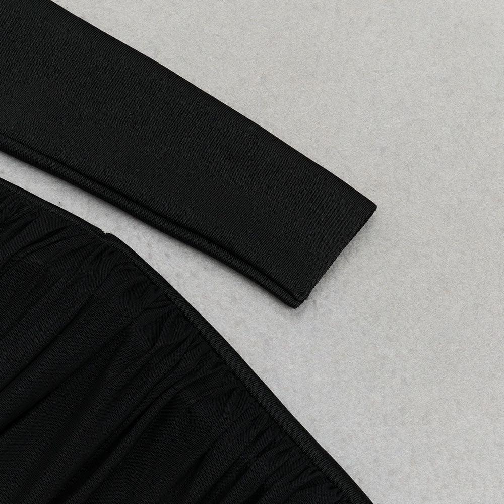 AIIZIE LONG SLEEVE HIGH SPLIT BANDAGE MIDI DRESS - product image