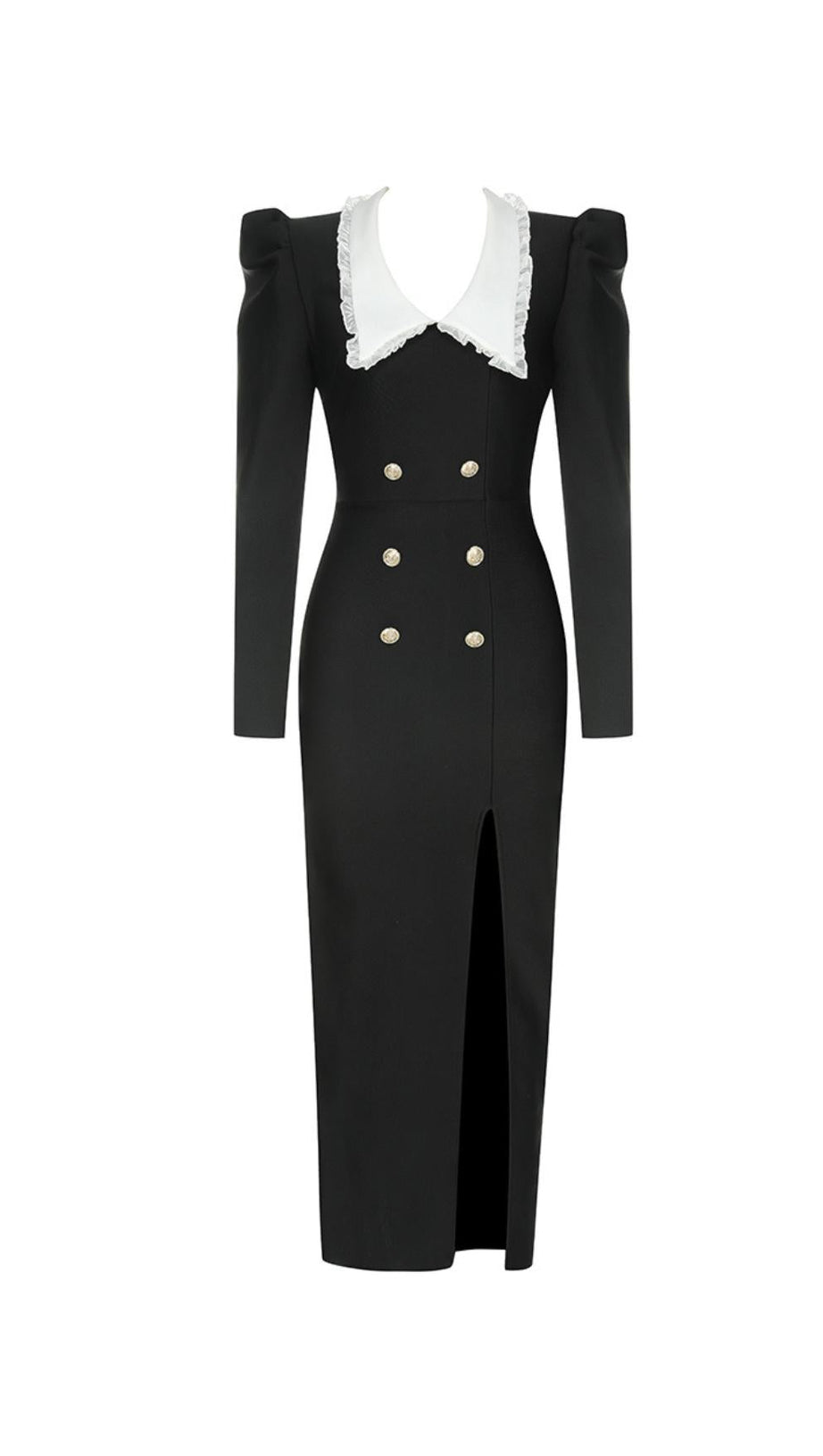 LONG SLEEVE LACE COLLAR MAXI DRESS