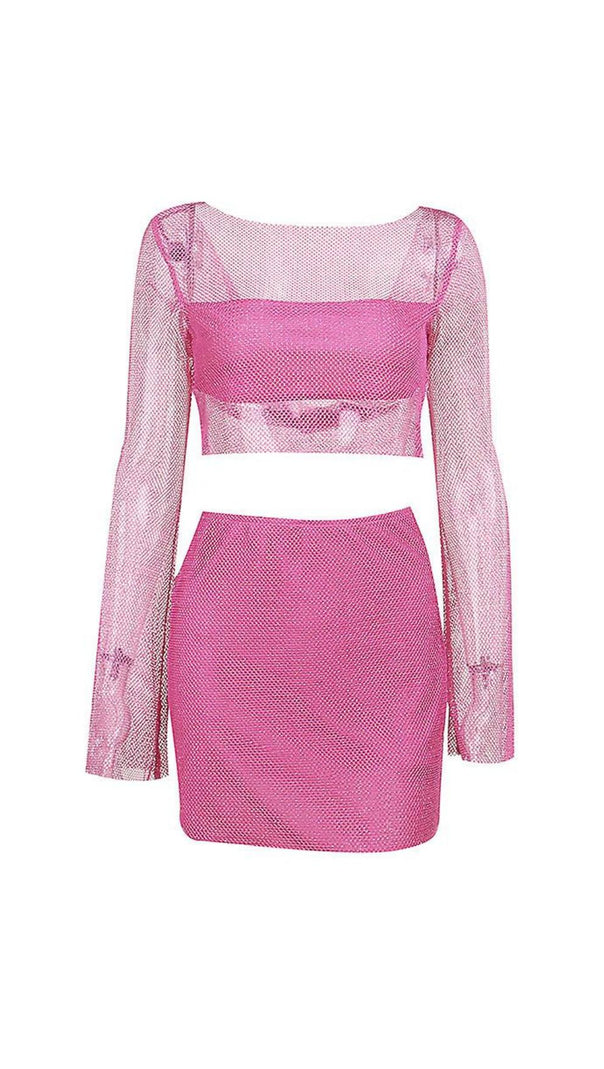 AIIZIE LONG SLEEVE MESH BLOUSE SKIRT SUIT - product image