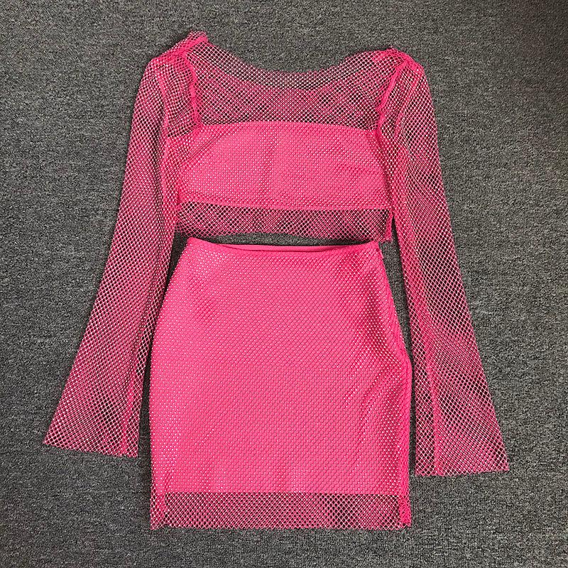 LANGÄRMELIGES NETZBLUSENROCK-ANZUG 