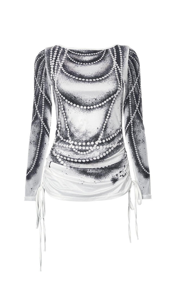 AIIZIE LONG SLEEVE PRINTED ILLUSION TOP - product image