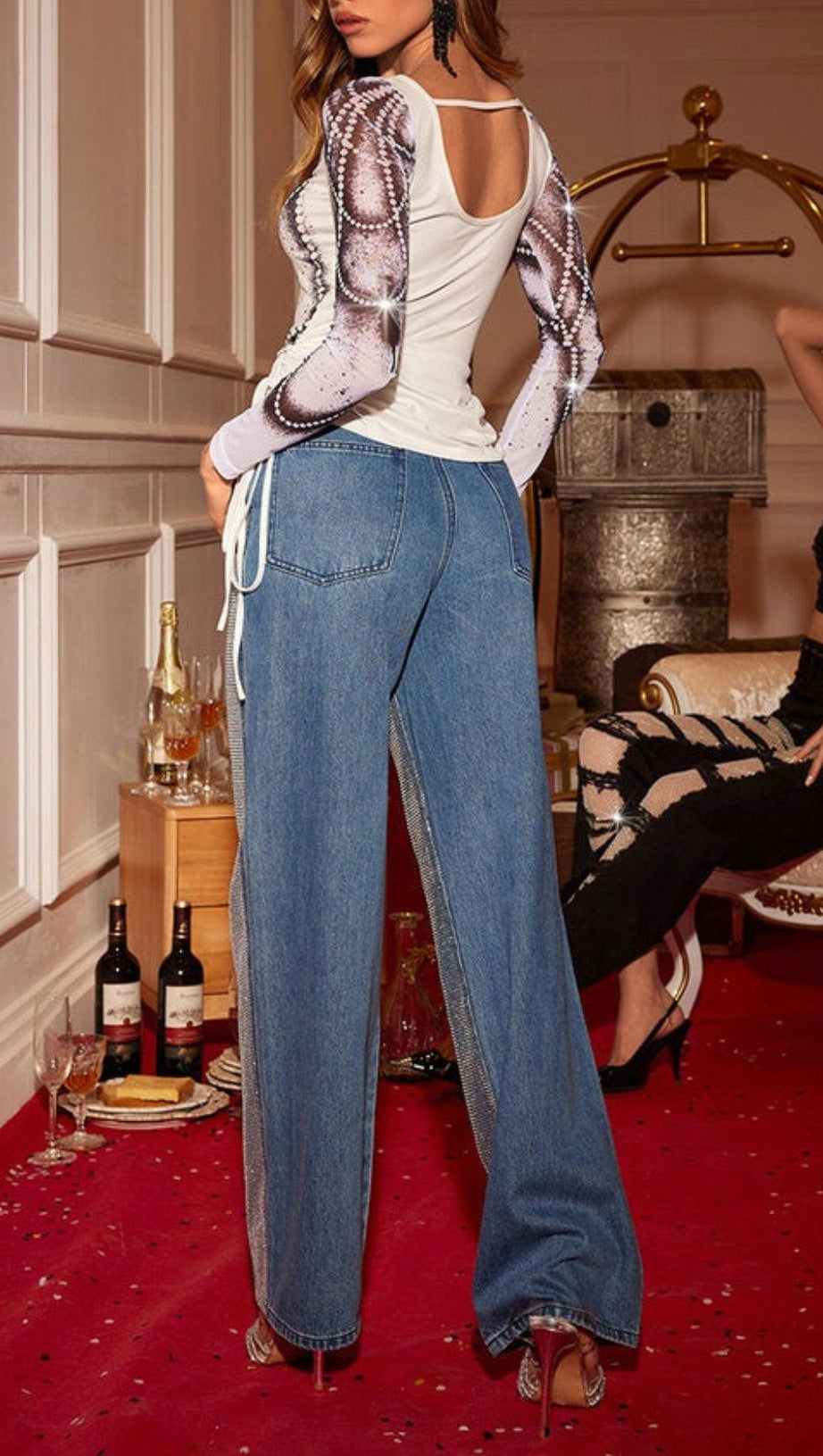 LANGÄRMELIGES ILLUSION-TOP MIT DRUCK