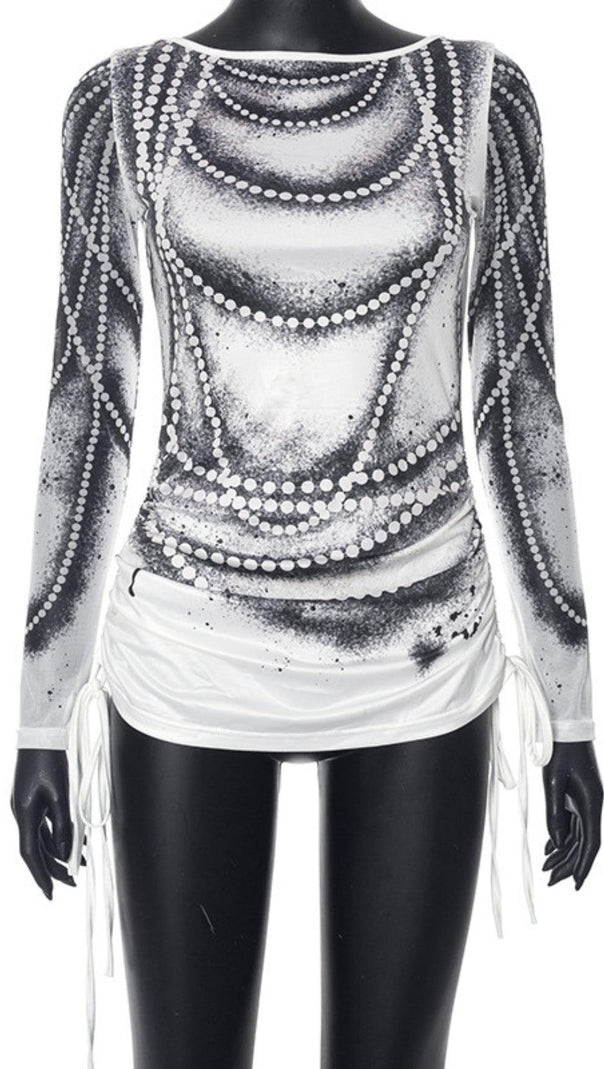 AIIZIE LONG SLEEVE PRINTED ILLUSION TOP - product image
