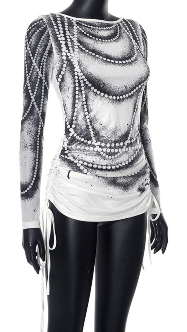 AIIZIE LONG SLEEVE PRINTED ILLUSION TOP - product image