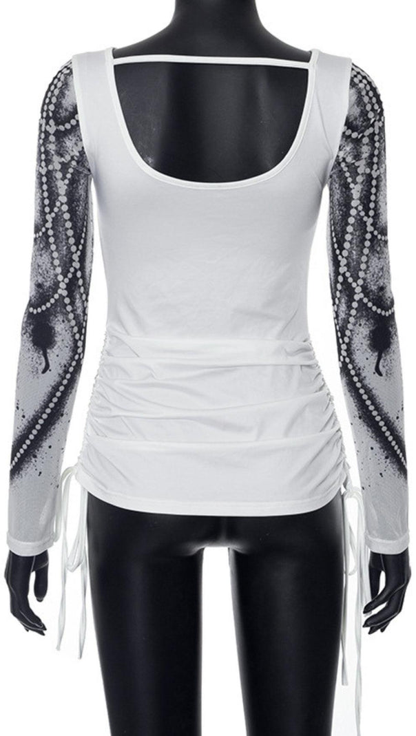 AIIZIE LONG SLEEVE PRINTED ILLUSION TOP - product image