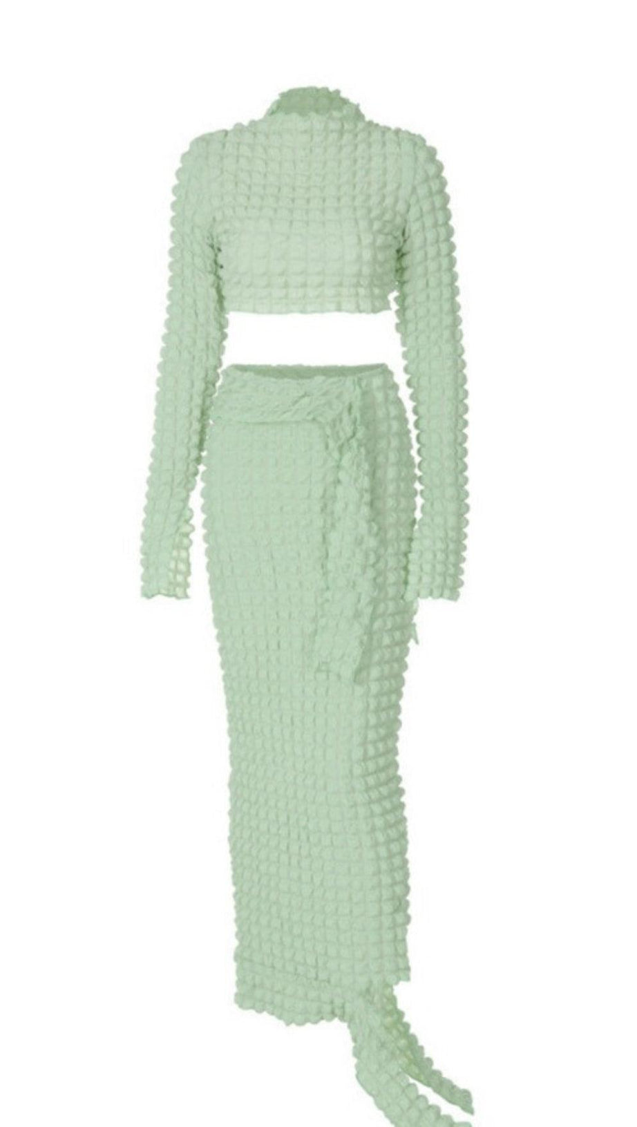 Completo gonna in seersucker a maniche lunghe color menta