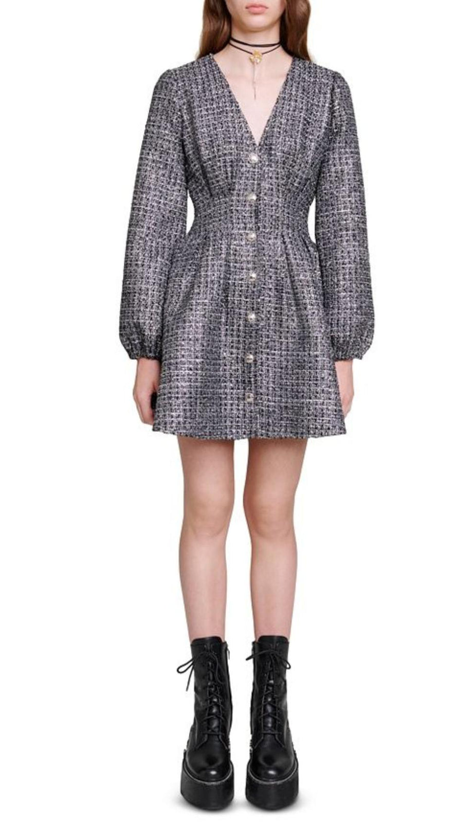 LONG SLEEVE SEQUINED MINI DRESS