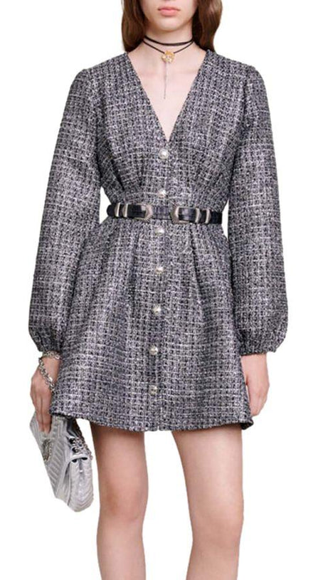 LONG SLEEVE SEQUINED MINI DRESS