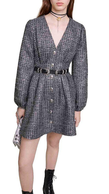 LONG SLEEVE SEQUINED MINI DRESS