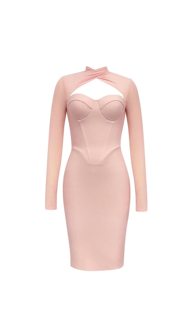 AIIZIE LONG SLEEVES CUT OUT SPLIT MIDI DRESS - product image