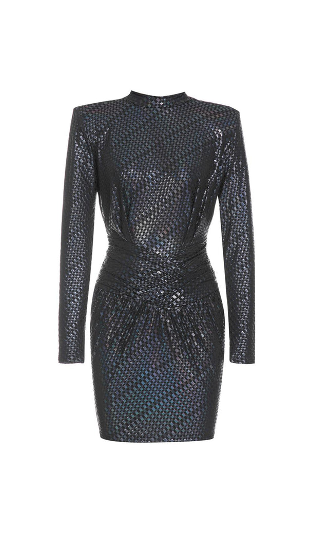 AIIZIE LONG SLEEVES LEATHER BODYCON MINI DRESS - product image