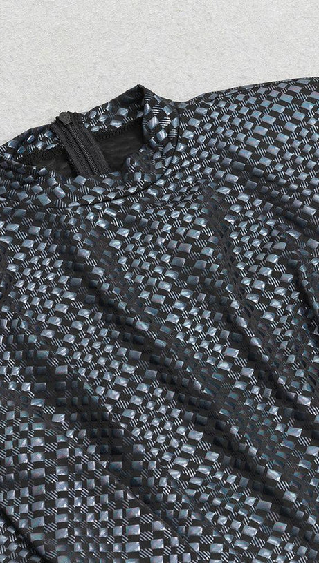 LONG SLEEVES LEATHER BODYCON MINI DRESS