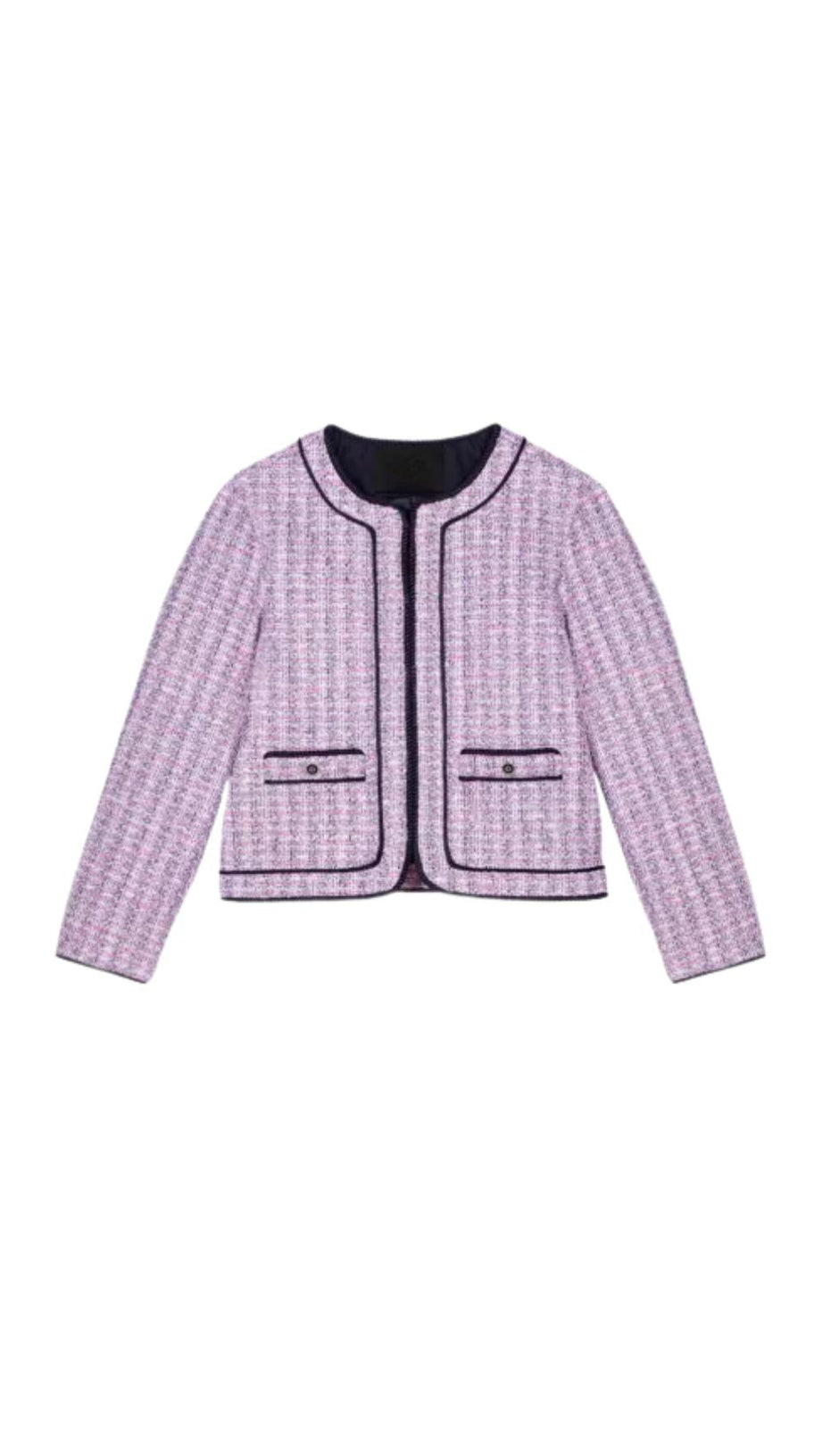 LONG-SLEEVE TWEED BOUCLE JACKET