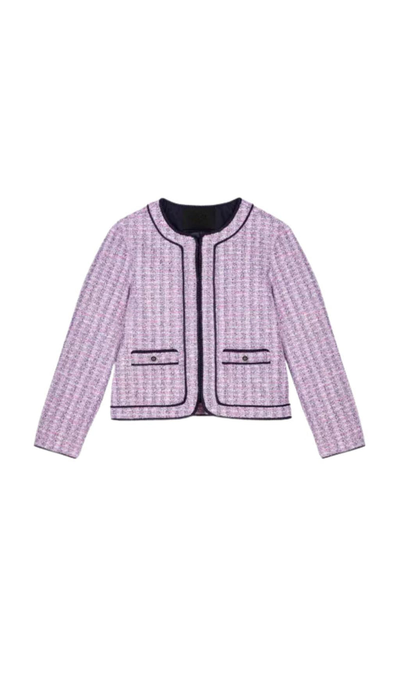 LONG-SLEEVE TWEED BOUCLE JACKET