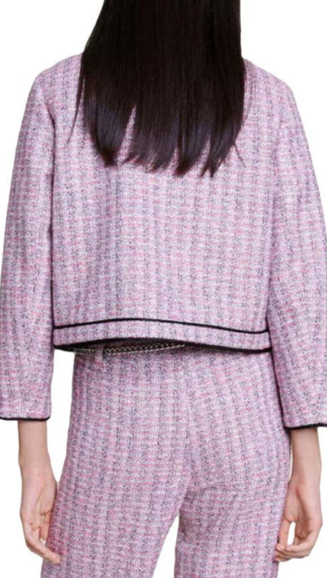 LONG-SLEEVE TWEED BOUCLE JACKET