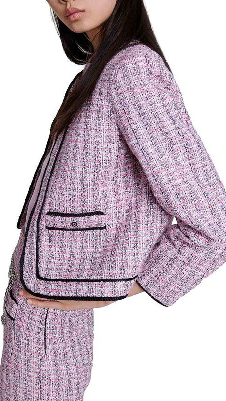 LONG-SLEEVE TWEED BOUCLE JACKET