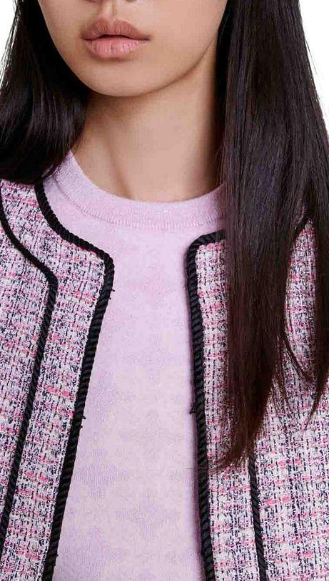 LONG-SLEEVE TWEED BOUCLE JACKET