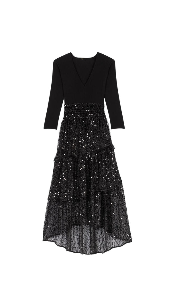 AIIZIE MIXED MEDIA ASYMMETRIC MAXI DRESS - product image