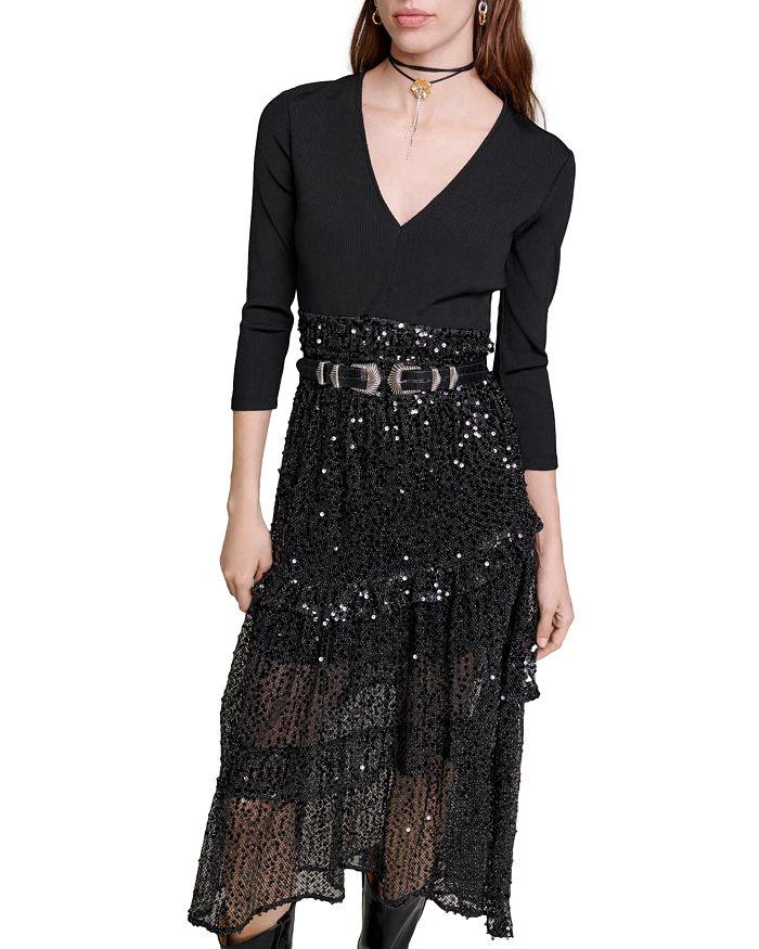 AIIZIE MIXED MEDIA ASYMMETRIC MAXI DRESS - product image
