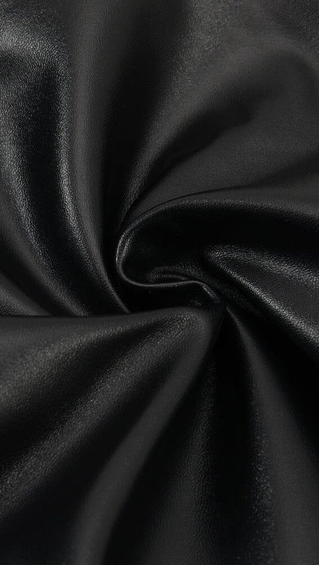 LEATHER STRAPLESS MIDI DRESS IN BLACK