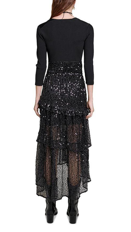 ASYMMETRISCHES MAXIKLEID AUS MIXMEDIA 