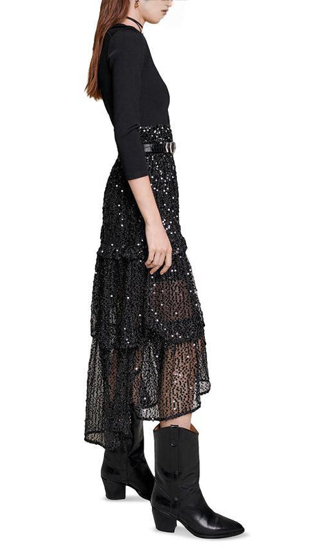 ASYMMETRISCHES MAXIKLEID AUS MIXMEDIA 