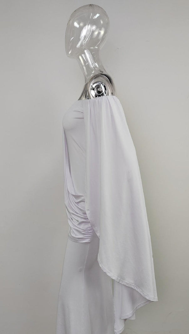 DRAPIERTES MAXIKLEID MIT OFFENEN SCHULTERN