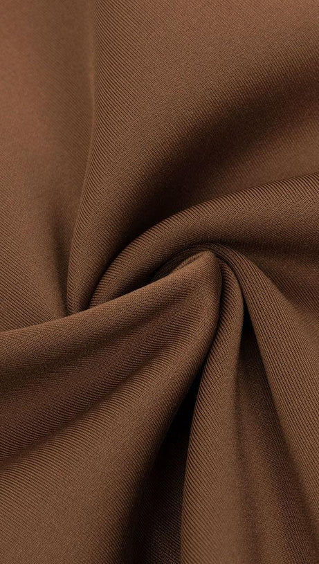 OFF-SHOULDER SATIN LANTERN SLEEVE MIDI DRESS