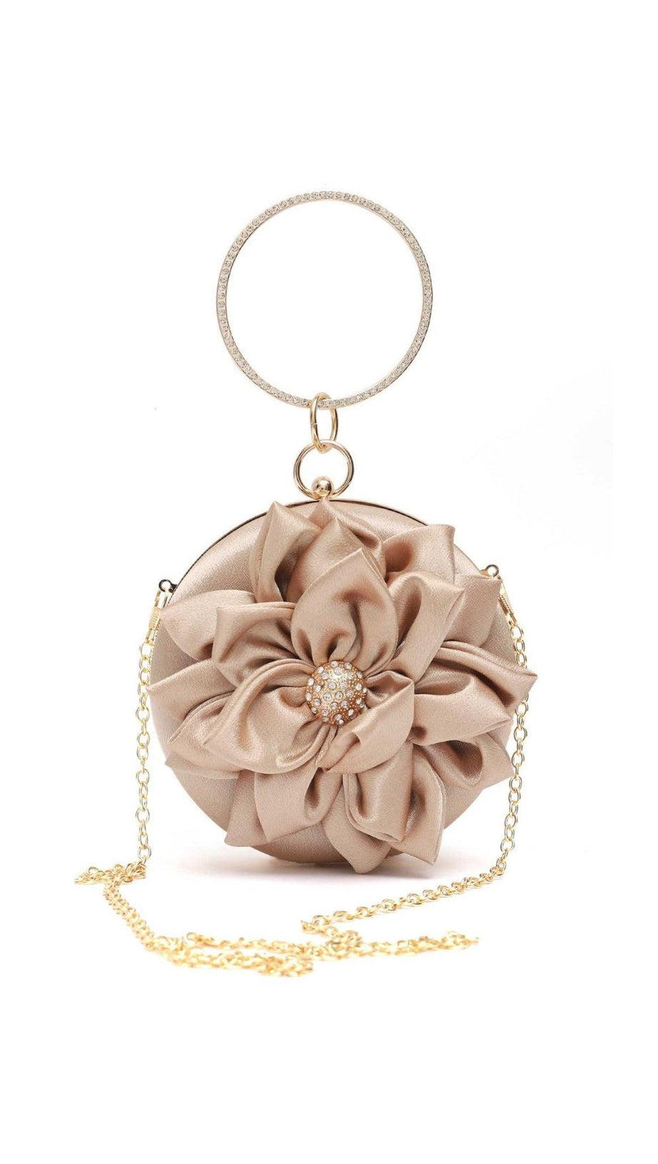 FLOWER & RHINESTONE DECOR CLUTCH