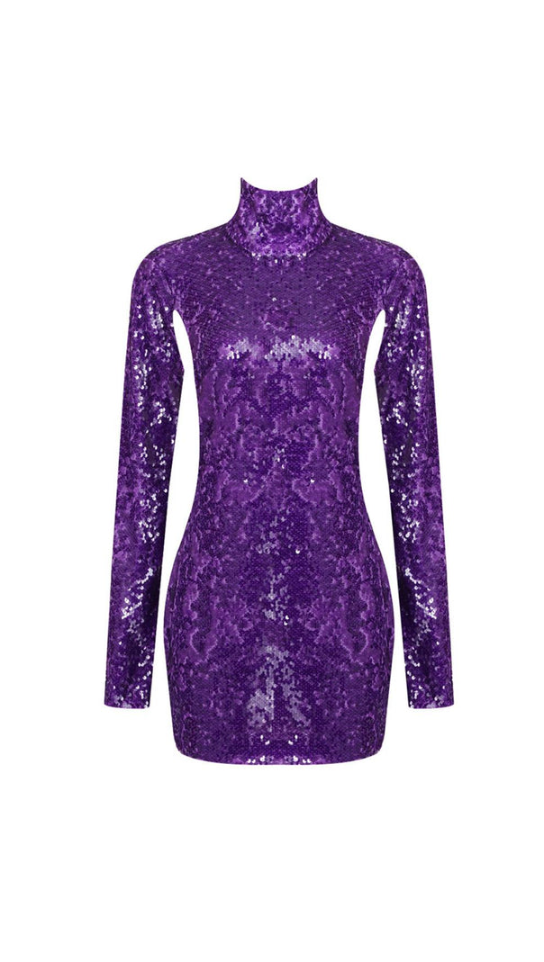 AIIZIE GRAPE SEQUIN BACKLESS MINI DRESS - product image