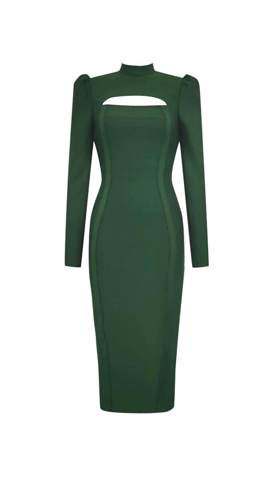 GRÜNES MIDIKLEID MIT CUT-OUTS UND BANDAGE