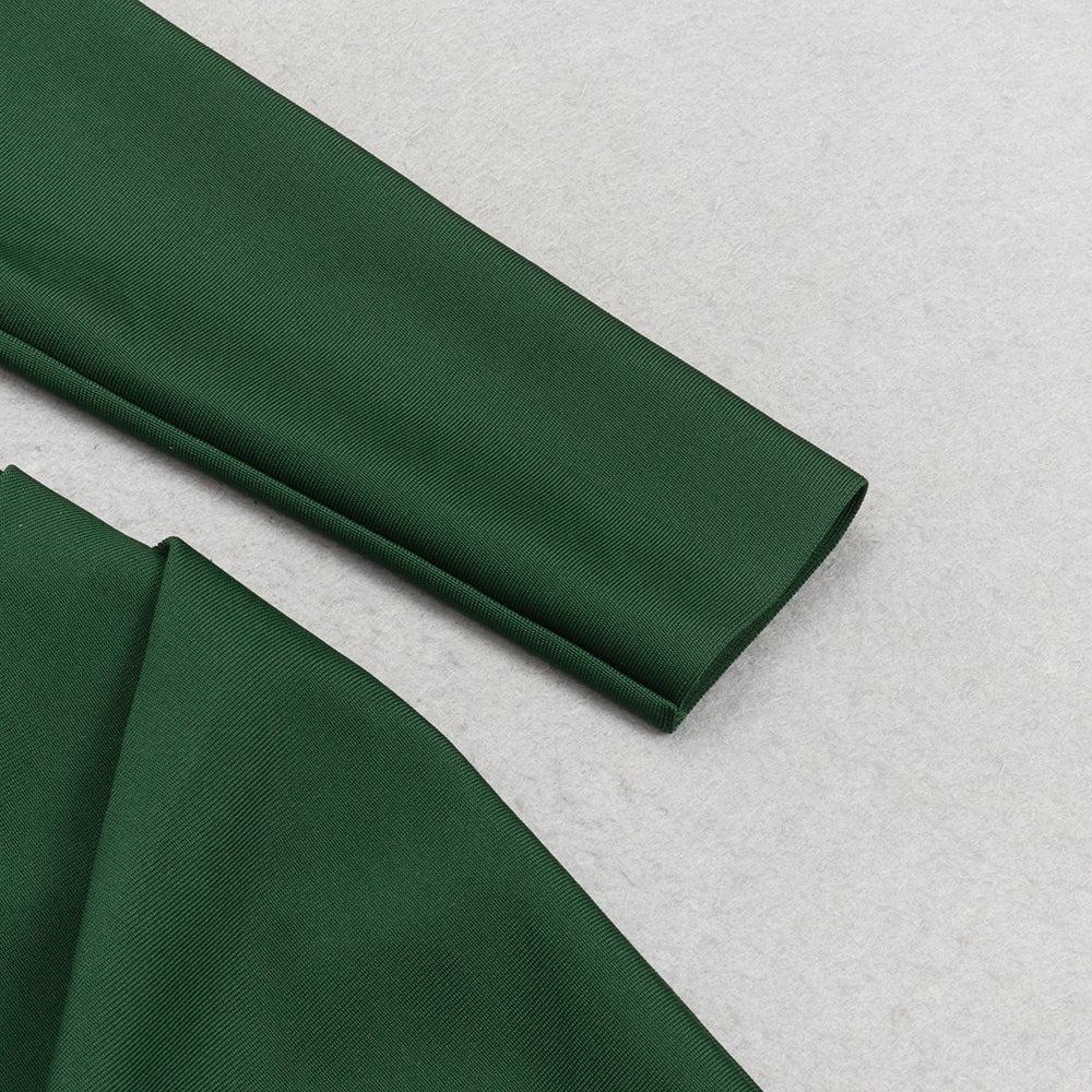 AIIZIE GREEN LONG SLEEVE RUCHED MIDI DRESS - product image