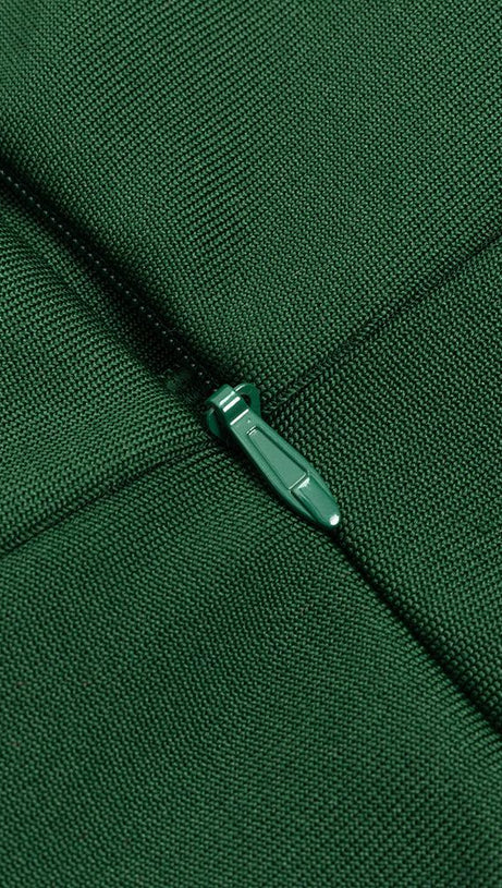 ABITO MIDI VERDE A MANICHE LUNGHE CON RUCHES 