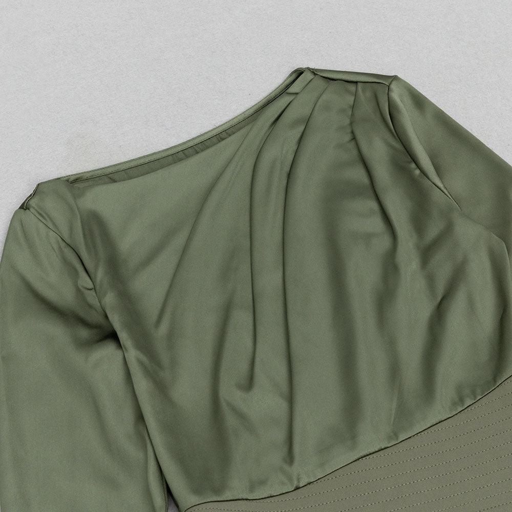 AIIZIE GREEN SATIN LONG SLEEVE MAXI DRESS - product image